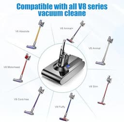 Elzusha - Vervangende Accu voor Dyson V8 Stofzuiger - 2025 mAh — thumbnail 5