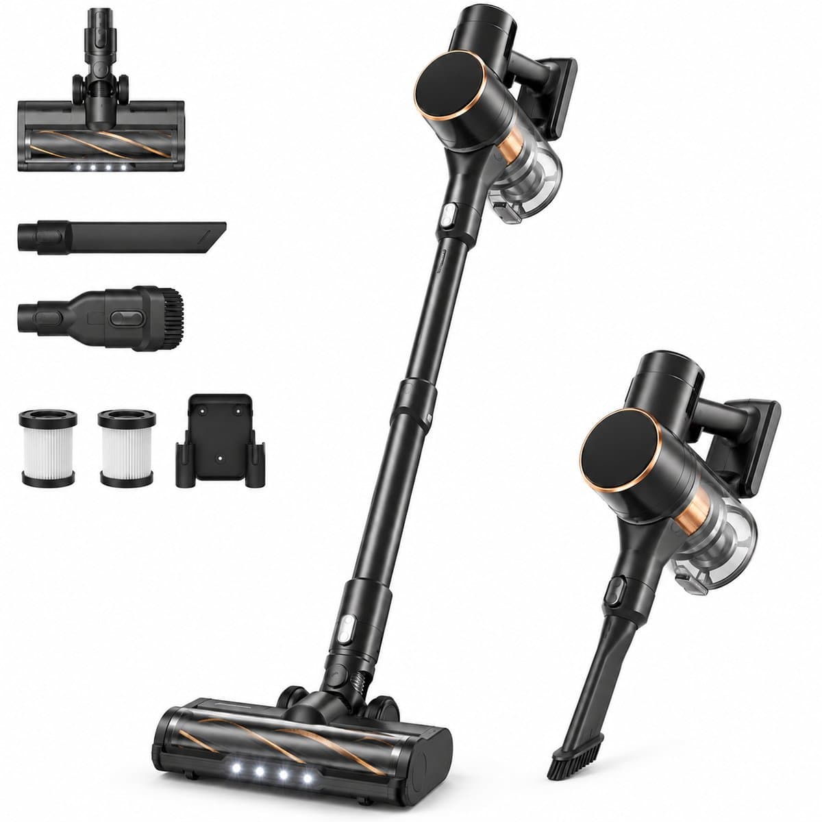 ITRONIQ Steelstofzuiger Draadloos – 45 kPa Sterke Zuigkracht – 50 Min – Anti-Knoop – HEPA Filter – LED – Zelfstaand – Zwart — afbeelding 1