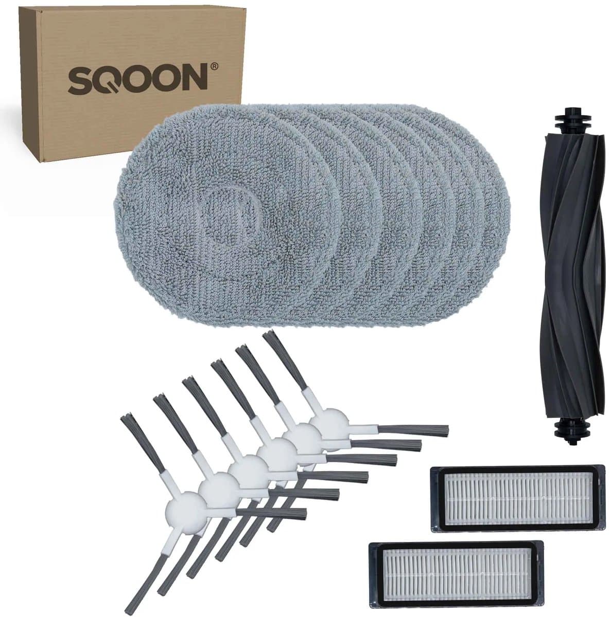 SQOON® vervangingsset geschikt voor Dreame L20 Ultra serie robotstofzuigers - 15-delige onderhoudskit met HEPA-filters, zijborstels, borstelrol en dweilpadschijven — afbeelding 1