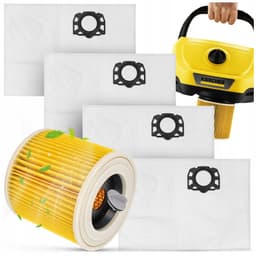 4x synthetische Karcher WD3 stofafzuigtanden + filter — thumbnail 1