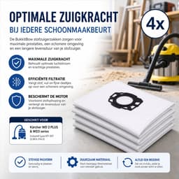 BukkitBow - Set Stofzuigerzakken Geschikt voor Karcher WD 2 PLUS & WD3 series - KFI 357 Stofzuigerzak 2.863-314.0 Stofzuiger - Set 4 Stuks — thumbnail 4