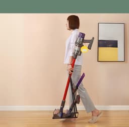 Stofzuigerstandaard Met Opbergruimte – Stevig Ijzer En Ruimtebesparend – Eenvoudig Te Installeren – 62 cm Hoog En Geschikt Voor De Meeste Steelstofzuigers – Voor Thuis En Studentenkamer – Zwart — thumbnail 2