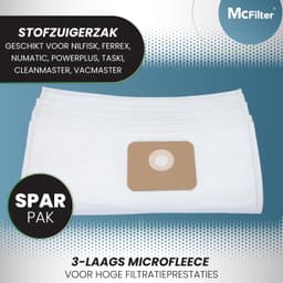 10 stofzuigerzakken, compatibel met Nilfisk Multi 20, 20 Inox, 20CR, 20T, 20T Inox, 30, 30 Inox, 30T, 30T Inox, 30T VSC Inox stofzuigers, microvezelalternatief voor 107402336 5715492061518 — thumbnail 1