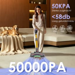 Hiazurm Steelstofzuiger Draadloos - 70 min Gebruikstijd - 50000 Pa - Buigbare Steel - 2-in-1 Kruimeldief - OLED-display - 1,6L - Goud — thumbnail 3