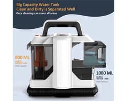 Zetelreiniger - Stofzuiger - Vacuum Cleaner - Tapijtreiniger - Handheld Spot Cleaner - 750W High Power - 15KPa - Vlekverwijderaar voor Toilet, Bankstellen en Meubels – 400W EU Plug