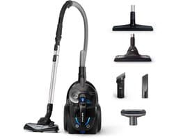 Philips Stofzuiger zonder Zak FC9741/09 - Alle Vloertypen - Sterke Zuigkracht - Met HEPA 13 Allergiefilter - Lang Snoer - Incl 4 Extra Mondstukken - Zwart