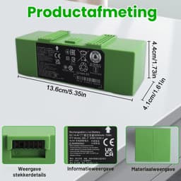Stofzuigeraccu - 14,4 V - 5200 mAh - Compatibel met iRobot Roomba — thumbnail 3