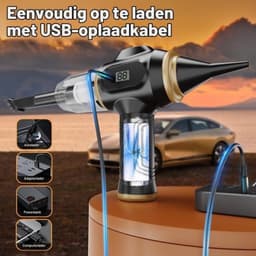 Draadloze Draagbare Autostofzuiger - Mini Handstofzuiger Oplaadbaar met LCD-display en Meerdere Mondstukken, Krachtige Stofzuiger voor Auto, Huis, Kantoor, Bank, Huisdierhaar en Toetsenbord — thumbnail 5
