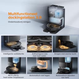 Roborock Qrevo Edge S5A robotstofzuiger - 18500Pa - met dweilfunctie&Liftable mop - anti-verstrengeling - obstakelvermijding - individuele tapijtstrategie - ultradun design - 75 °C heet water mopwas - Zelfreinigend - Zwart - S8 Pro Ultra upgrade — thumbnail 2