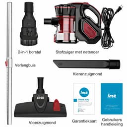 Lunekiss Steelstofzuiger met Snoer 600W – 18 kPa Zuigkracht – 3-in-1 Handstofzuiger en Stofzuiger Zonder Zak – Rood — thumbnail 4