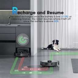 Teendow D65S MAX 3-in-1 Robotstofzuiger en -mop met LiDAR-navigatie, slimme kaartvorming en maximale sterke 6000Pa zuigkracht, zelfledigende bases voor 70 dagen, WiFi/App/Alexa spraakbediening, obstakelvermijding - EU-stekker — thumbnail 2