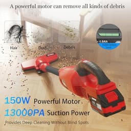Draadloze Stofzuiger met 13 KPA Zuigkracht en 4 Ah Li-Ion Batterij - Ideaal voor Huishoudelijk Gebruik en Auto — thumbnail 5