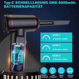 STILVORA Kruimeldieven - Draagbare Handstofzuiger voor Auto en Thuis, Draadloze Stofzuiger met Blazen en Zuigen, Krachtige Zuigkracht, ABS, Zwart — thumbnail 5