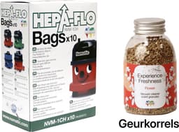Numatic - Stofzuigerzakken + Geurkorrels (bloemen geur) - Hepa flo bags - Voor Henry/Hetty - NVM 1CH X10 - COMBIDEAL — thumbnail 1