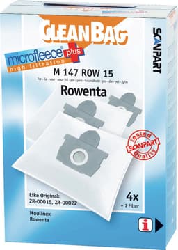 CleanBag stofzuigerzakken 4 stuks - Geschikt voor Moulinex Manea Rowenta Artec 2 Compact Power Silence Force Compact Spaceo - ZR00015 ZR00022 - Inclusief 1 filter - Alternatief — thumbnail 1