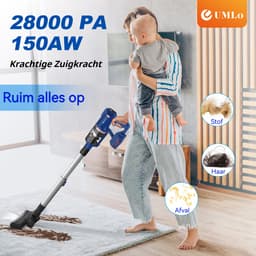 1 Draadloze Stofzuiger - 28kPa Kracht - 60 Minuten Autonomie - 2-in-1 Handmatig & Vloer - Stofzuiger Voor Dierenharen - Blauw — thumbnail 3