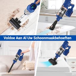 1 Draadloze Stofzuiger - 28kPa Kracht - 60 Minuten Autonomie - 2-in-1 Handmatig & Vloer - Stofzuiger Voor Dierenharen - Blauw — thumbnail 5