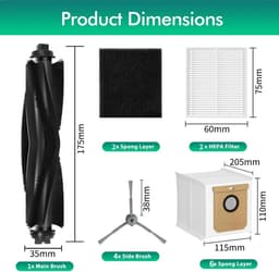14 stuks Accessoireset - Geschikt voor Eufy L50 L60 - Onderdelen - voor robotstofzuiger - Vervangingsonderdelen — thumbnail 2