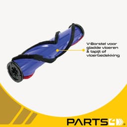 PARTS4® borstelrol geschikt voor PARTS4® zuigmond VCN001 serie | Alternatieve borstel voor zuigmond passend op Dyson V7 / V8 / V10 / V11 / V15 series | Zachte nylon vezels in V-shape voor vloerbedekking, gladde vloeren als parket, laminaat en PVC — thumbnail 3