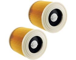 OIMG Patroonfilter - 2 Stuks - nat- en droogfilter - Geschikt voor Karcher WD3/NT18/20/38/1- Geschikt voor HEPA- WD2/MV2/3 stofzuiger katoen - geel