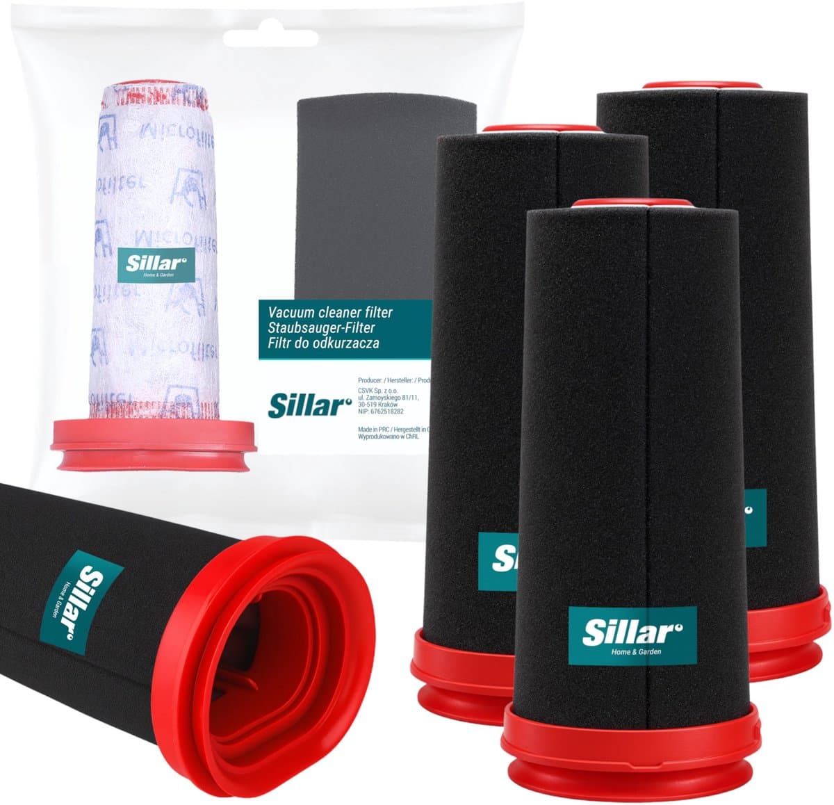 Sillar set 3 stofzuigerfilters, wasbaar, herbruikbaar, geschikt voor Bosch Flexxo Series 4, vervangende filters, schuimfilter, hoofdfilter, vervanging 12026520 / 12027764 — afbeelding 1