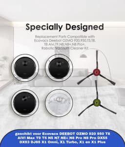 (10 Stuks) Zijborstel Vervangende Onderdelen geschikt voor Robotstofzuiger Ecovacs DEEBOT OZMO 920 950 T8 AIVI Max T9 T5 N5 N7 N8+ N8 Pro N8 Pro DX55 DX93 DJ65 X1 Omni, X1 Turbo, X1 en X1 Plus — thumbnail 4