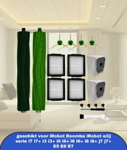 10 stuks reserveonderdelen kits geschikt voor iRobot Roomba iRobot e/i/j serie i7 i7+ i3 i3+ i4 i4+ i6 i6+ i8 i8+ j7 j7+ E5 E6 E7 robotstofzuiger accessoires 1 rubberen borstel,4 krachtige filters, 4 zijborstels — thumbnail 1