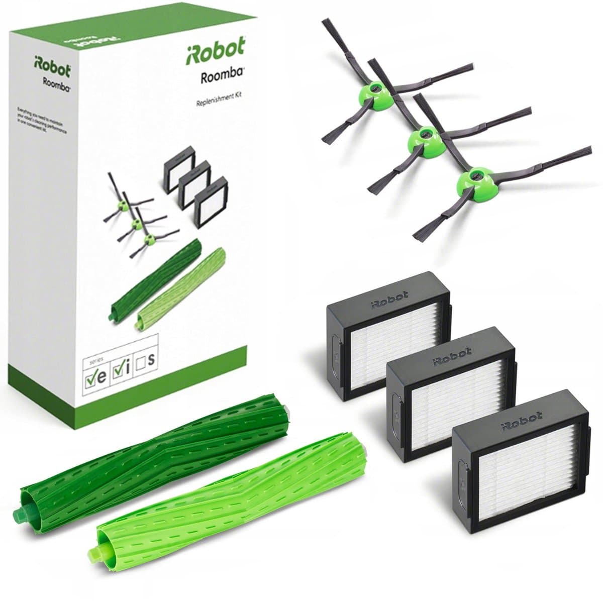 iRobot Roomba i/e/j Serie - Onderhoudsset - Vervangingsonderdelen - Origineel, 2 rubberen borstels, 3 filters, 3 zijborstels, — afbeelding 1