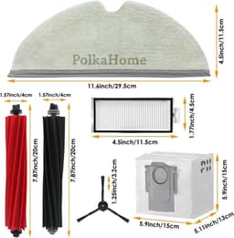 PolkaHome 17 stuks Accessoireset geschikt voor Roborock robotstofzuigers, 2 hoofdborstels, 4 hepa filters, 6 poetsdoeken, 6 zijborstels, 1 reinigingsborstel, accessoires reserveonderdelen. voor Roborock Q5 Pro+/Q5 Pro/Q8 Max+/Q8 Max — thumbnail 3