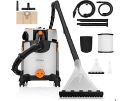 Zeegma Zonder Wash – Nat- & Droogzuiger – Tapijtreiniger – 1400W – 4L Waterreservoir – Blaasfunctie – HEPA-filter – Vermogensregeling – Extractietechnologie – 13m Bereik – Bekleding & Tapijt – Waterafvoer – Accessoireset – Zwenkwielen