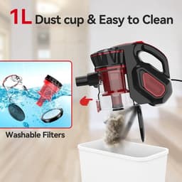Luxe 2 in 1 Steelstofzuiger – Met Snoer – Vacuum Cleaner – Stofzuiger zonder Zak – Kruimeldief – 3 Mondstukken – 1L Reservoir – HEPA Filter – 600W — thumbnail 2