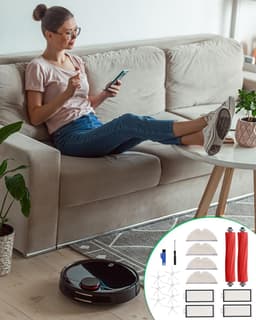 reserveonderdelen en accessoires geschikt voor Roborock Q7/Q7+/Q7 Max/Q7 Max+ stofzuigers. Set bevat: 2 hoofdborstels, 4 schoonmaakdoeken, 4 HEPA-filters, 7 zijborstels en 1 borstelreinigingsgereedschap. — thumbnail 4