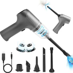 Handstofzuiger perslucht voor toetsenbord - draadloos - 6500 PA zuigkracht - auto - grijs — thumbnail 1