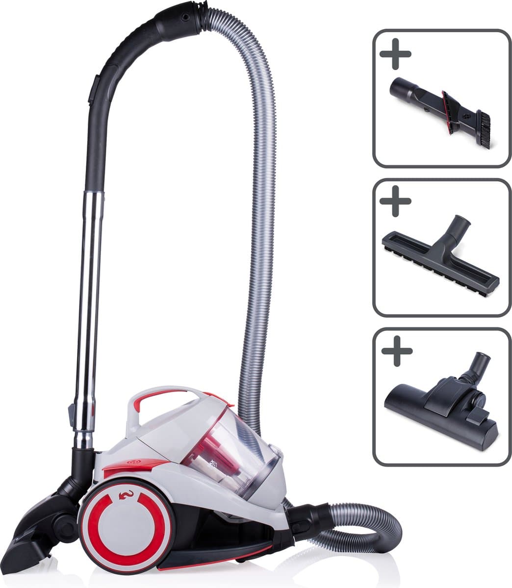 Dirt Devil Stofzuiger zonder Zak DD2502 - Vacuum Cleaner 700W HEPA 12 Filter - Cycloon Stofzuiger met Combiborstel, Kierenzuigmond en Parketzuigmond - Stofopvangbak 1,8 L - Grijs/Rood — afbeelding 1
