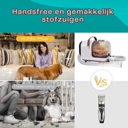 Hondentondeuse Met Stofzuiger En Hondenborstel – Elektrische Huisdierborstel Met 12.000 Pa Zuigkracht En 2-5 L Capaciteit (Witgrijs) — thumbnail 3
