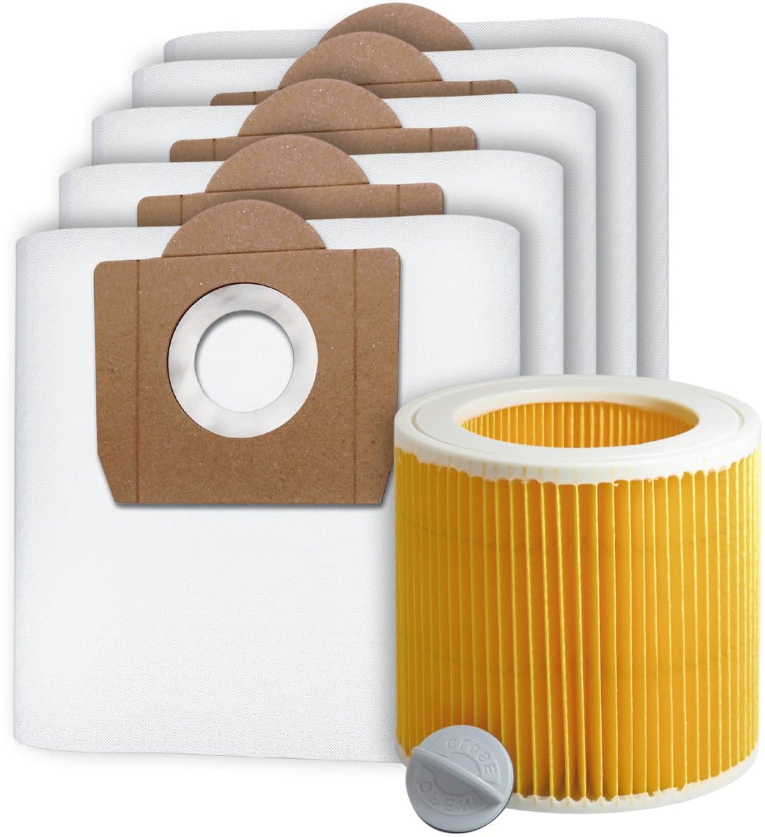 5x Dparts stofzuigerzakken en 1 filter - geschikt voor Karcher WD3 en MV3 series - met patroonfilter - nr. 6.959-130.0 - 69591300 - 6.414-552.0 — afbeelding 1