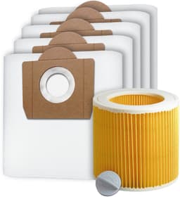 5x Dparts stofzuigerzakken en 1 filter - geschikt voor Karcher WD3 en MV3 series - met patroonfilter - nr. 6.959-130.0 - 69591300 - 6.414-552.0 — thumbnail 1