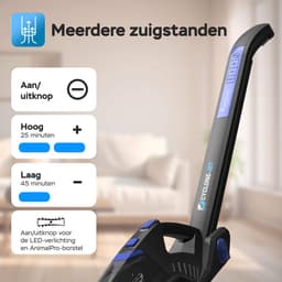 TurboTronic TT-FG6 2-in-1 Steelstofzuiger Draadloos - zonder zak op accu - met flexibele arm - ingebouwde kruimeldief - Zwart/Blauw — thumbnail 4