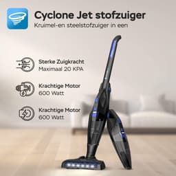 TurboTronic TT-FG6 2-in-1 Steelstofzuiger Draadloos - zonder zak op accu - met flexibele arm - ingebouwde kruimeldief - Zwart/Blauw — thumbnail 2