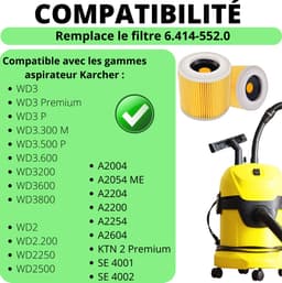 Filter voor Karcher WD2 WD3 stoffilter vervanging 6.414-552.0 [Set 2] — thumbnail 3