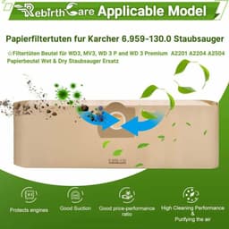 15 Pack Stofzuiger Zakken voor Karcher 6.959-130.0 WD3 WD3P MV3 Nat & Droog Stofzuiger Vervangende Papieren Filter Zakken, tas voor Karcher WD3 Premium Accessoires Onderdelen — thumbnail 3