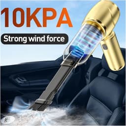 Draagbare Kruimeldief - Mini Stofzuiger - Auto Interieur Reinigen - Krachtige Zuigkracht 100.000 PA - 50 Gram - Goud — thumbnail 2