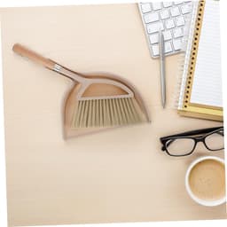 Handveger Stofblik - Mini Bezem - Bureau Schoonmaken - Houten Steel - Compact Formaat - Beige — thumbnail 4