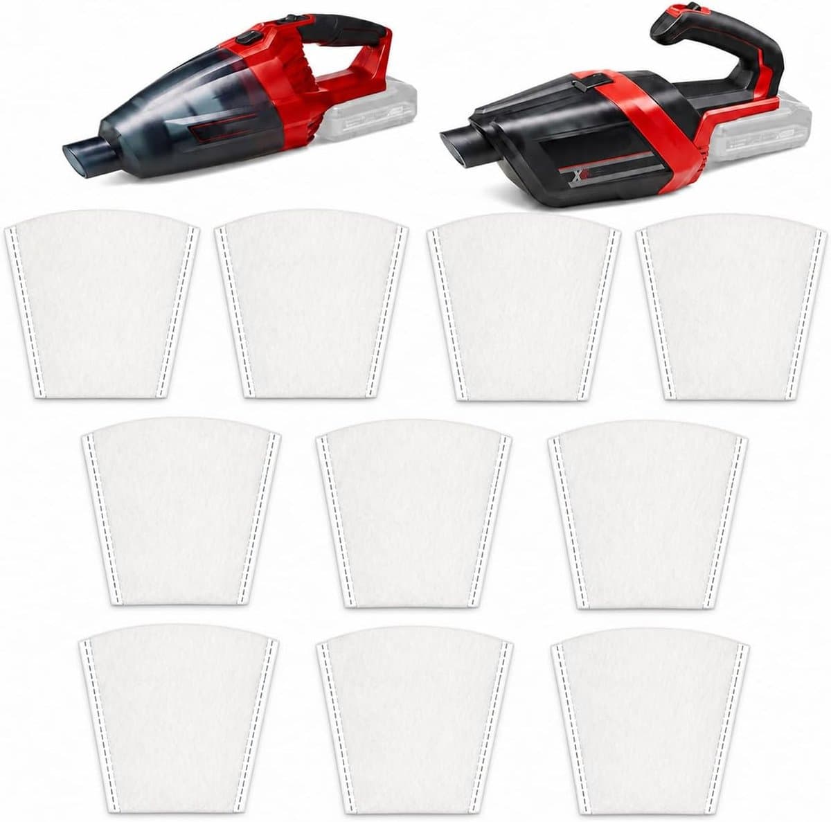 10 stuks stofzuigerzakken geschikt voor Einhell Power X-Change TE-VC 18 Li-Solo & TE-HV 18/06 Li-Solo - Vervangende filterzakken voor draadloze handstofzuigers - stofzuigerfilterzak - vervangende accessoires - Wit — afbeelding 1