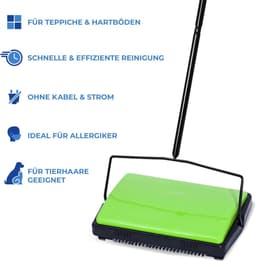 Tapijtveger - Vloerreiniger Kruimeldief - Vloeren Reinigen - Stroomloze Werking - 28 x 105 x 19 cm - Groen — thumbnail 4