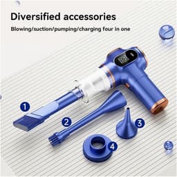Draagbare Autostofzuiger - Handstofzuiger Kruimeldief - Auto en Thuis Reinigen - Hoge Zuigkracht Nat en Droog - 500 Gram - Blauw — thumbnail 3