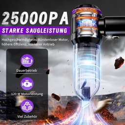 Handstofzuiger Draadloos - Mini Stofzuiger - Auto Interieur Reinigen - 25000 Pa Zuigkracht - 0.2L Stofbak - Paars — thumbnail 2