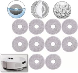Set Van 10 Microvezel Dweilpads Voor Ecovacs Deebot T30 Pro Omni/T30 Omni/T30s Pro - Krachtige Reiniging Herbruikbaar - Geschikt Voor Hout Tegels En Tapijt - Grijs — thumbnail 1