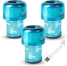 Geschikt voor Dyson V12 Filter Set van 3 - Geschikt voor Detect Slim, Absolute, Fluffy - Vervangt 971517-01 - Wasbaar HEPA Filter met Borstel - Blauw — thumbnail 1