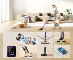 Laresar X11 draadloze stofzuiger, 55 kPa / 550 W, 60 min. batterijduur, 2 liter stofreservoir, groene LED-indicator, touchscreen, voor dierenharen, tapijten en harde vloeren — thumbnail 5